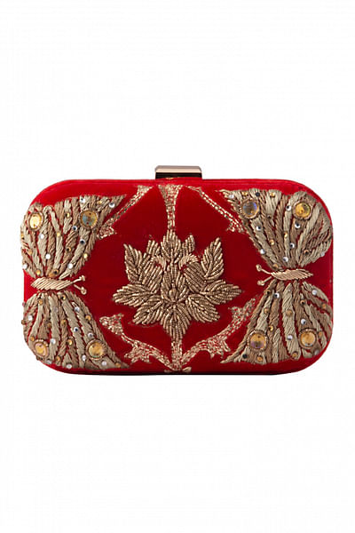 Hand embroidered clutch