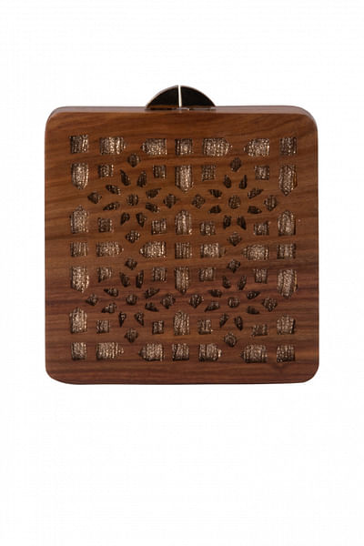 Hand-carved wooden clutch