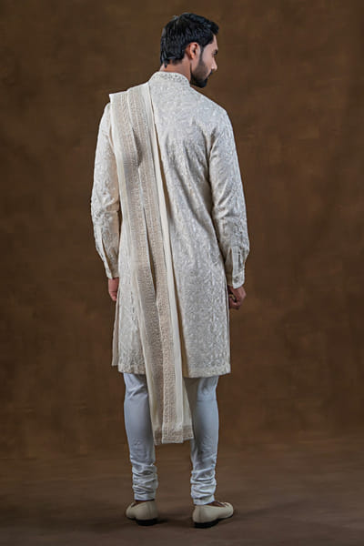 Punit Arora Ivory tonal embroidered kurta set PUNAPR26D142187