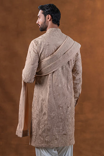 Punit Arora Rose gold-ivory embroidered kurta set PUNAPR26D142191