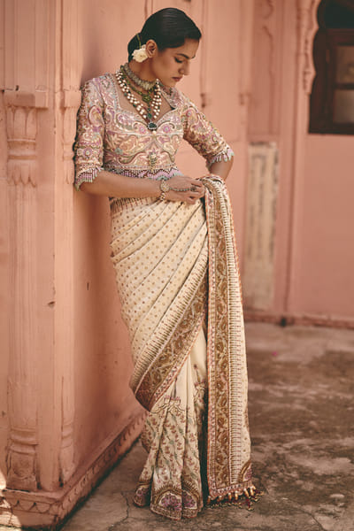 Kajal's Couture Off-white resham embroidered blouse KAJAAUG26D153553