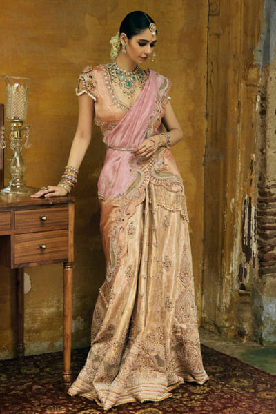 Kajal's Couture Rose gold embellished lehenga set KAJAJUN26D148192