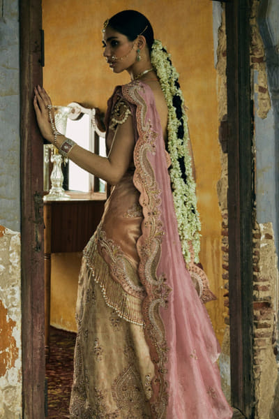 Kajal's Couture Rose gold embellished lehenga set KAJAJUN26D148192