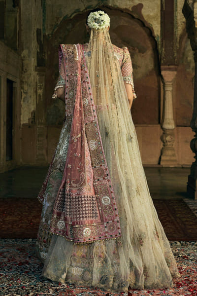 Kajal's Couture Champagne hand-paint embroidery lehenga set KAJAJUN26D148201
