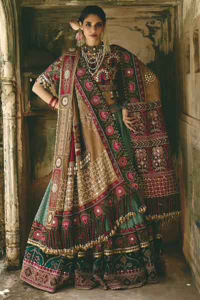Kajal's Couture Paris green mochi embellished lehenga set KAJAJUL26D149911