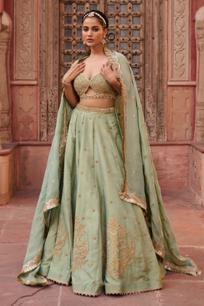 Kapda Dori Mint green embroidered lehenga set KAPMAR26D141271