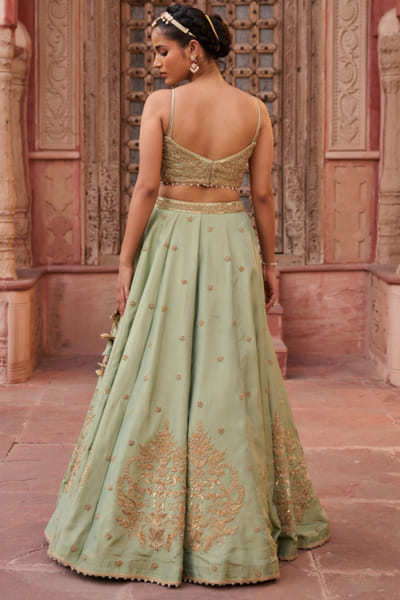 Kapda Dori Mint green embroidered lehenga set KAPMAR26D141271