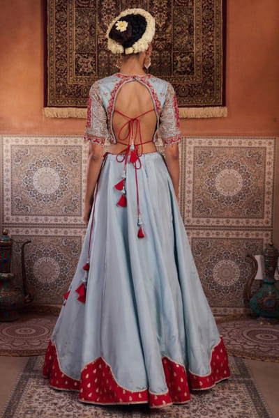 Kapda Dori Powder blue and fuchsia embroidery lehenga set KAPMAR26D141278