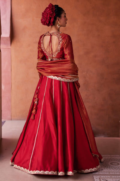 Kapda Dori Maroon resham and zari embroidery lehenga set
 KAPMAR26D141283