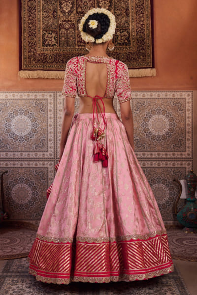Kapda Dori Fuchsia and baby pink embroidered lehenga set KAPMAR26D141285