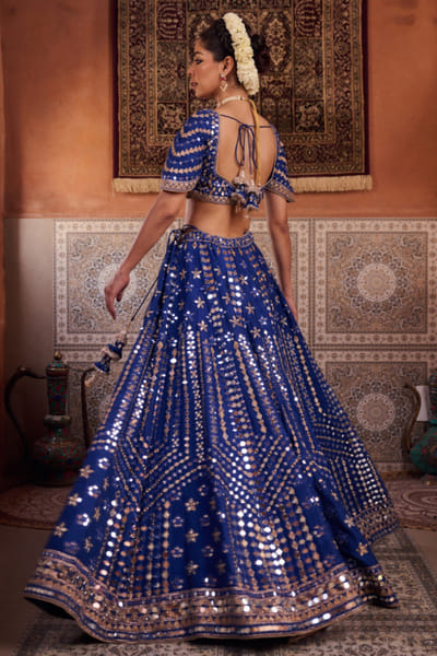 Kapda Dori Royal blue mirror-gota embroidered lehenga set KAPMAR26D141293