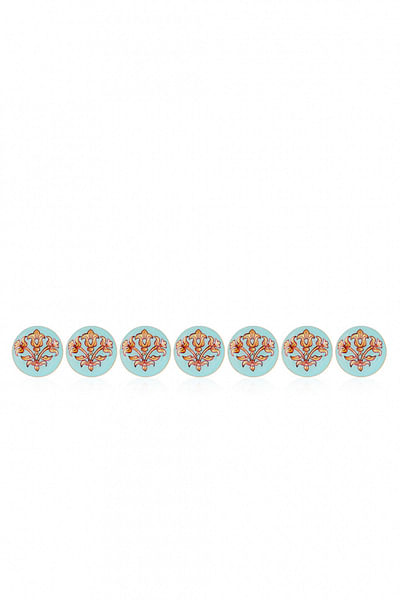 Turquoise hand painted enamel buttons