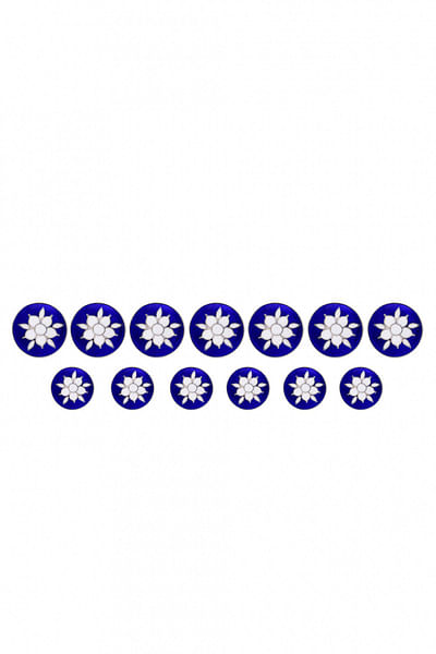 Blue floral handpainted enamel buttons