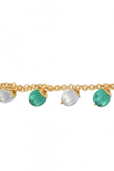 Multicoloured hydro quartz charm bracelet