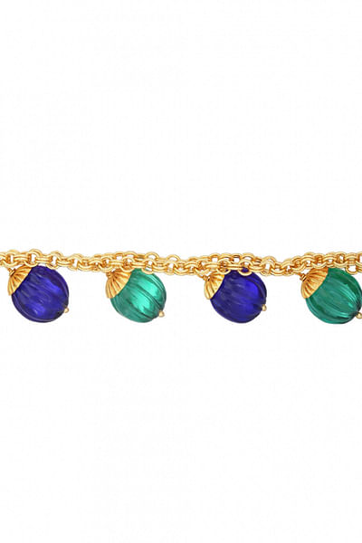 Multicoloured hydro quartz charm bracelet