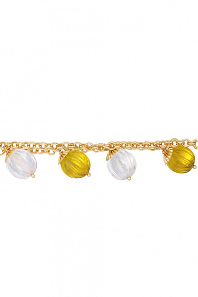 Yellow and white hydro quartz charm bracelet