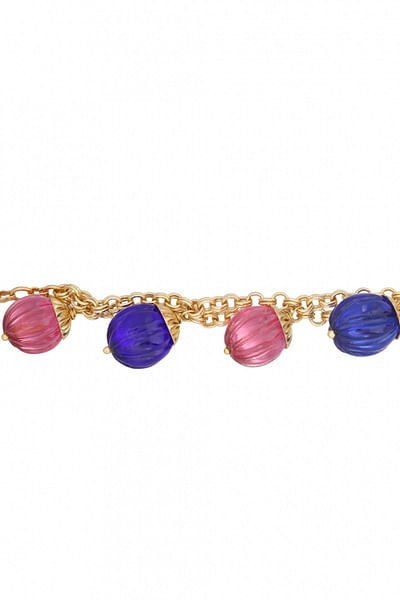 Blue and pink hydro quartz charm bracelet