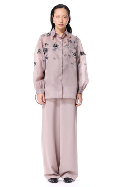 Beige polyester pants