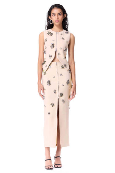 Beige embellished top