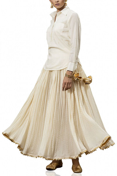 Ivory shirt & skirt set