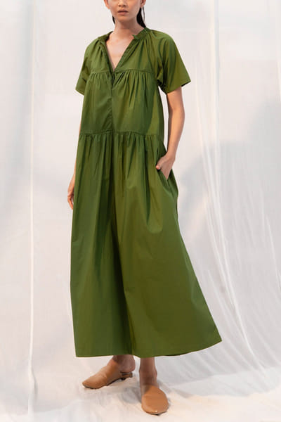 Green poplin dress
