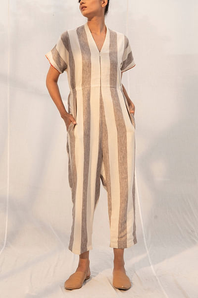 Grey and white jumpsuit
