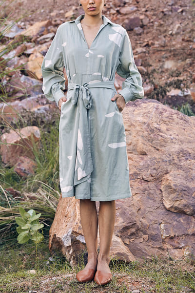 Printed shirt dress