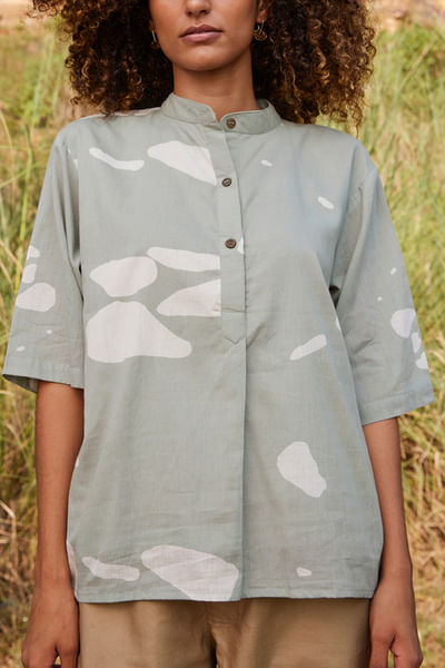 Mint green printed top