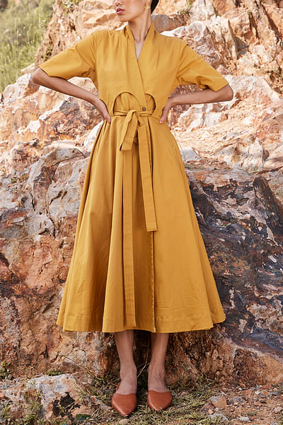 Mustard wrap dress