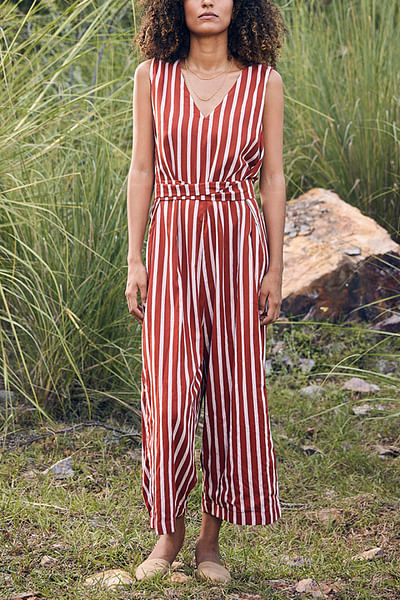 Striped sleeveless jumpsuit