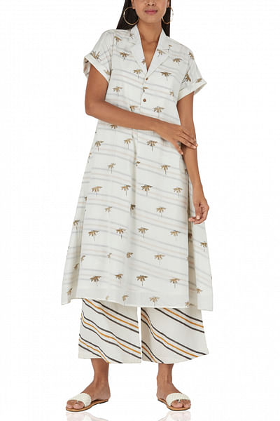 Ivory dress and culottes set