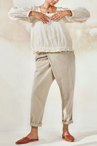 Beige wrap over pants