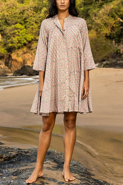 Floral printed shirt dress