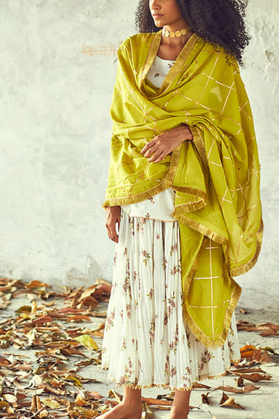 Lime gota jaal dupatta