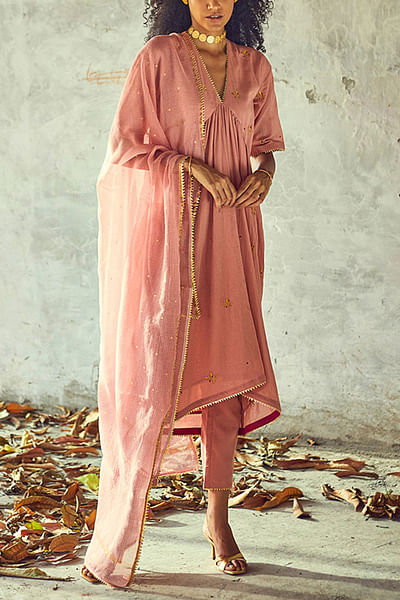 Pink cotton kurta set
