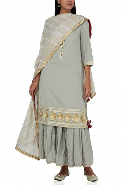 Grey gota embroidered ghagra set