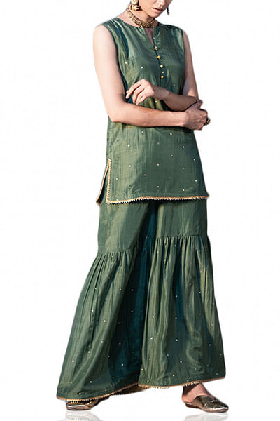 Sage green sharara set