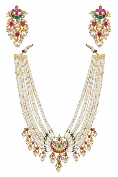 Pearl and kundan necklace set