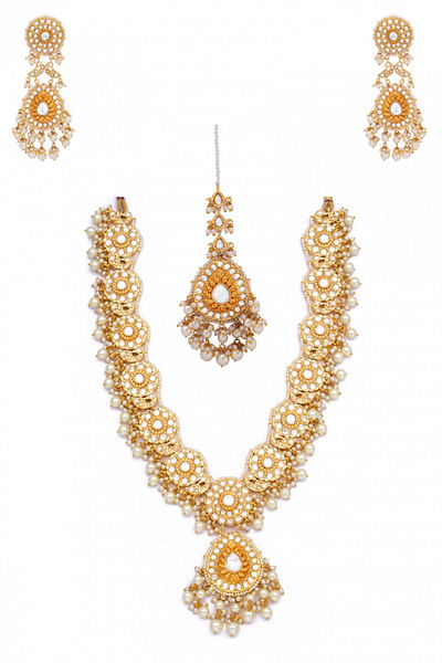 Gold plated kundan necklace set