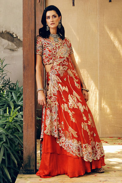 Rust layered skirt set