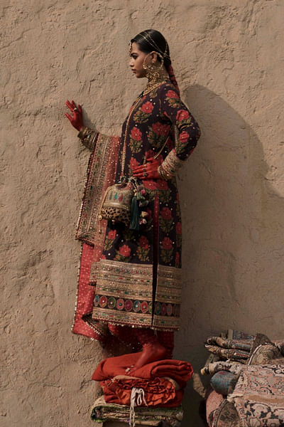Purple printed kurta set