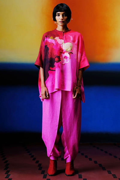 Fuchsia pink painterly printed co-ords