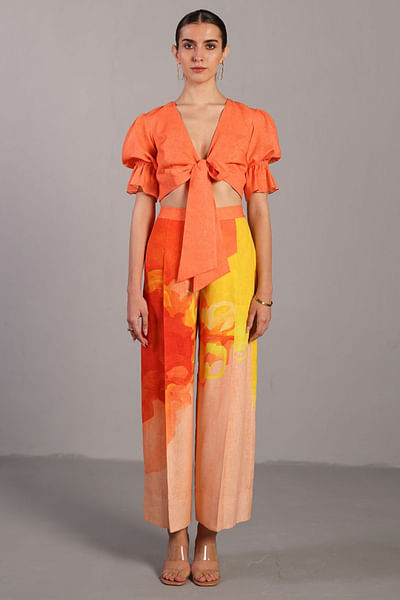 Yellow and orange painterly printed co-ord set