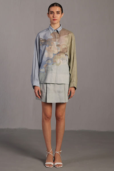Pastel blue and green painterly print co-ords