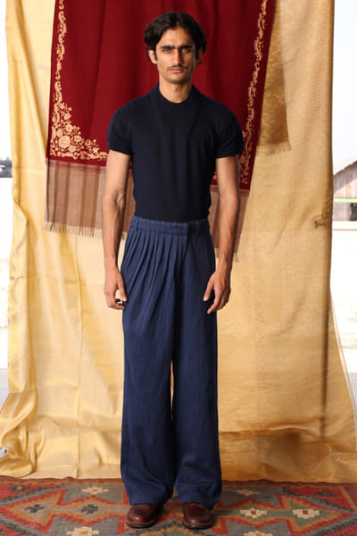Kula Indigo khadi cotton denim wrap pants KULAJUL26D149990