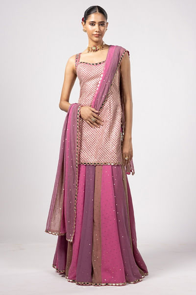 Multicolour sequin gota kurta and sharara set