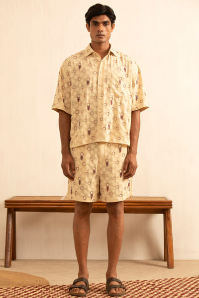 Kula Cream bead embroidered shorts KULAAUG26D153287