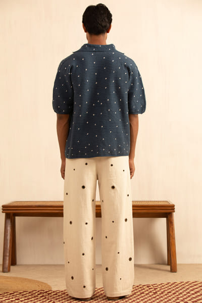 Kula Indigo crochet polka t-shirt KULAAUG26D153273