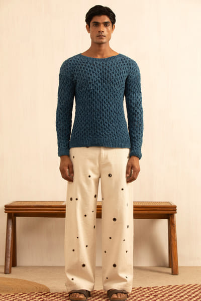 Kula Indigo knitted t-shirt KULAAUG26D153275