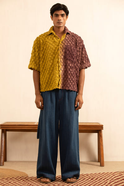 Kula Purple and amber ombre jacquard shirt KULAAUG26D153279